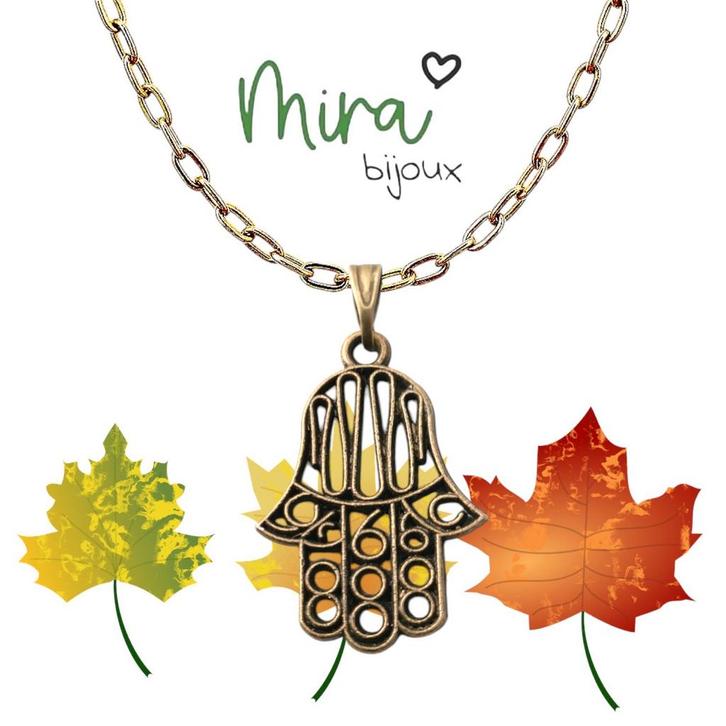 Kettinghanger + Ketting 46 cm Hamsa Brons Tone 1,8 x 2,8 cm, Sieraden, Tassen en Uiterlijk, Kettingen, Nieuw, Overige materialen