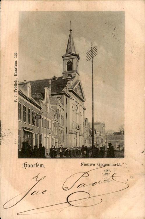 haarlem . nieuwe groenmarkt, Verzamelen, Ansichtkaarten | Nederland, Gelopen, Noord-Holland, Voor 1920, Verzenden