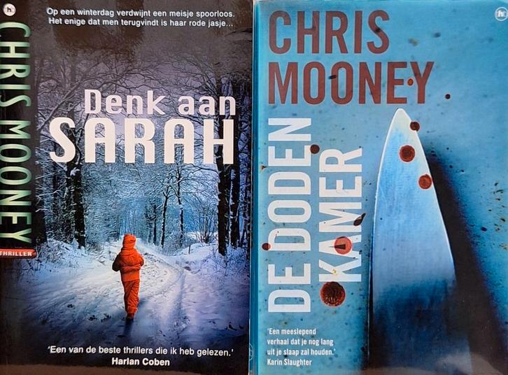 2 x Chris Moony: Denk aan Sara/De dodenkamer, Boeken, Thrillers, Zo goed als nieuw, Ophalen of Verzenden