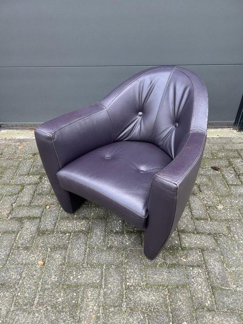 Leolux Carabas Fauteuil Aubergine leer, Huis en Inrichting, Fauteuils, Zo goed als nieuw, Leer, 75 tot 100 cm, 75 tot 100 cm, Ophalen