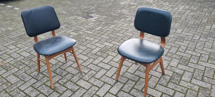 Set van 2 vintage stoelen, Huis en Inrichting, Stoelen, Gebruikt, Twee, Zwart, Ophalen of Verzenden