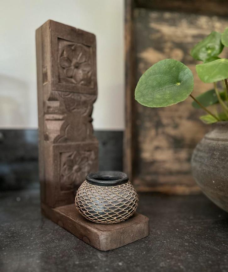 Houten wandplankje concosle India oosters sober, Antiek en Kunst, Curiosa en Brocante, Ophalen of Verzenden