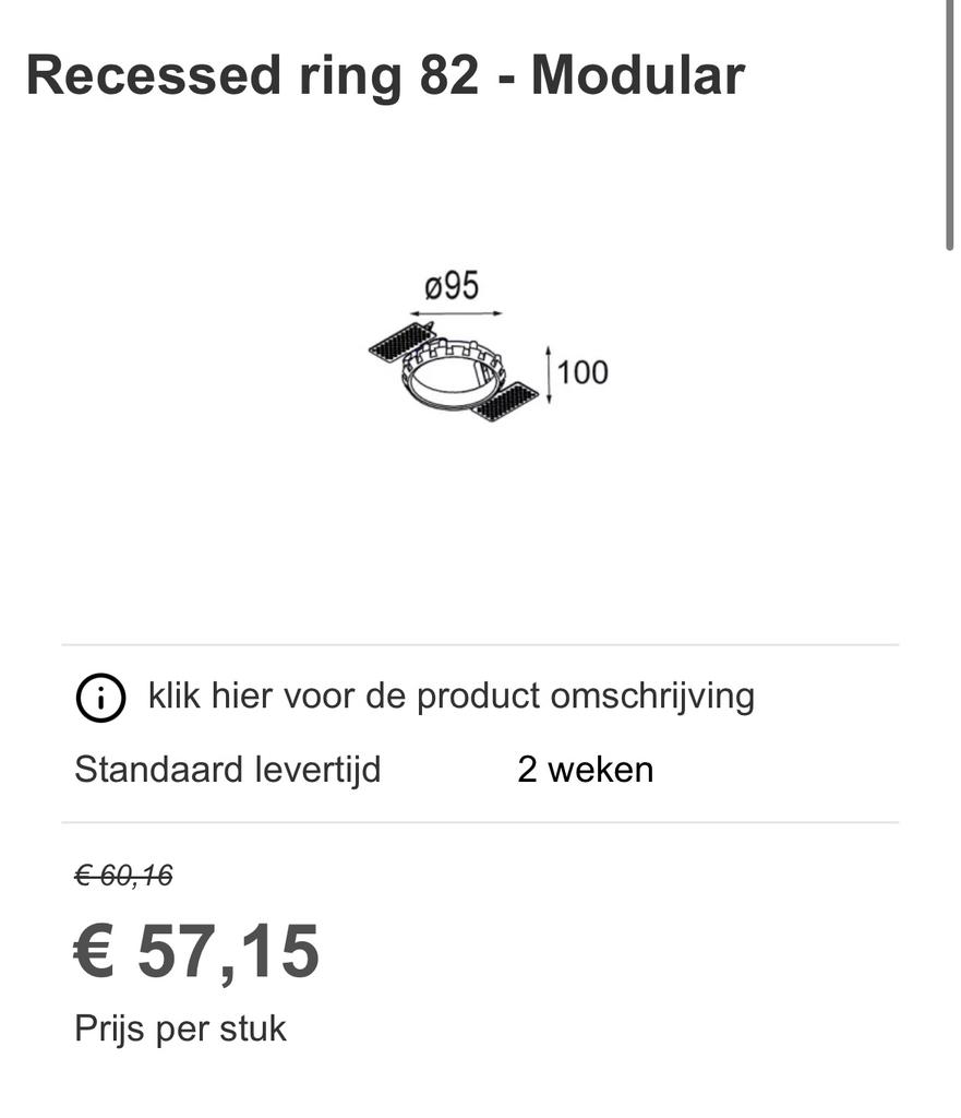 Modular inbouwspot stucframe Ø82, Huis en Inrichting, Lampen | Spots, Ophalen of Verzenden, Nieuw, Metaal of Aluminium