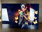 Luxe Vlinder Lady plexiglas schilderij met glitter afwerking, Ophalen of Verzenden
