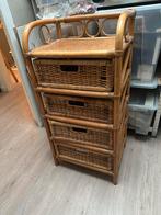 Vintage rotan lade kastje, Huis en Inrichting, Ophalen, Minder dan 50 cm, Zo goed als nieuw, 3 of 4 laden