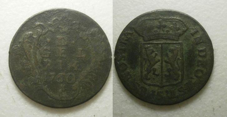 0] Gelderland Duit 1760, Postzegels en Munten, Munten | Nederland, Losse munt, 1 cent, Vóór koninkrijk, Ophalen of Verzenden