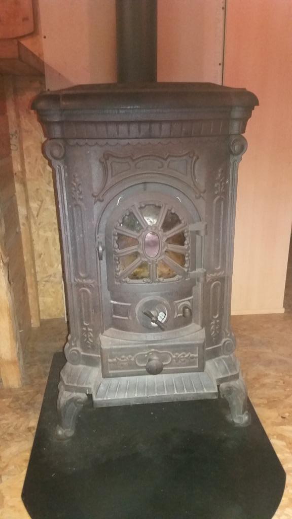 Klassieke gietijzer houtkachel, Huis en Inrichting, Kachels, Gebruikt, Vrijstaand, Houtkachel, Hout, Ophalen