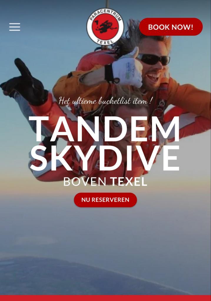 Cadeaubon Extreme Tandemsprong Texel, Tickets en Kaartjes, Recreatie | Overige, Eén persoon, Ticket of Toegangskaart, Arrangement