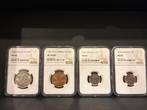 Collectie van 4 Oude Buitenlandse Munten - NGC Gecertificeer, Ophalen of Verzenden, Buitenland, Munten