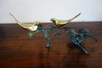 Kunst, vogels, bronzen mussen op een tak., Antiek en Kunst, Ophalen of Verzenden