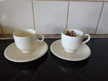 2 wedgwood kopjes en schotels....Moss rose en Edme beschikbaar voor biedingen
