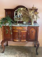 Vintage houten dressoir met marmeren blad, Ophalen, Gebruikt