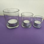 3 glazen waxinelicht houders NIEUW, Overige materialen, Nieuw, Ophalen of Verzenden, Kandelaar