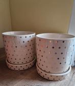 Grote bloempot stippen 2stuks, Gebruikt, Rond, Ophalen of Verzenden, Aardewerk