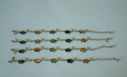 4 z.g.a.n. armband dolfijntjes dolfijn met abalone schelp, Sieraden, Tassen en Uiterlijk, Armbanden, Zo goed als nieuw, Overige kleuren