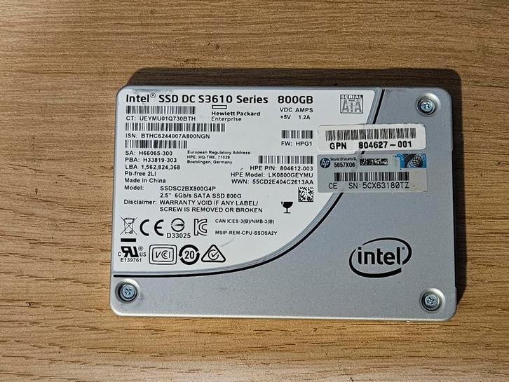 Intel ssd 800gb laptop ssd hdd hardeschijf dc s3610 series, Computers en Software, Harde schijven, Gebruikt, Laptop, Intern, SSD
