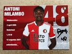 Feyenoord spelerskaart Milambo met handtekening, Ophalen of Verzenden, Zo goed als nieuw, Feyenoord, Spelerskaart