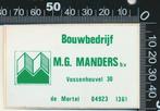 Sticker: Bouwbedrijf Manders - De Mortel, Ophalen of Verzenden, Zo goed als nieuw, Bedrijf of Vereniging