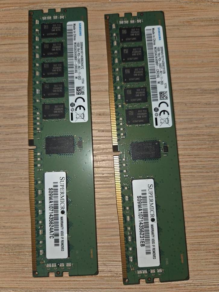 Samsung 32GB (2x16GB) DDR4 2400T Werkgeheugen, Computers en Software, RAM geheugen, Server, 32 GB, DDR4, Ophalen of Verzenden