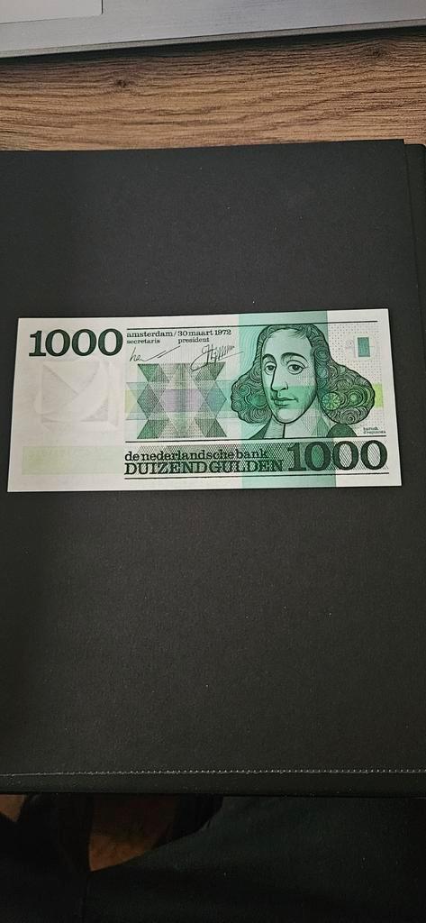 Nederland bankbiljet 1000 gulden 1972 spinoza UNC, Postzegels en Munten, Bankbiljetten | Nederland, Los biljet, 1000 gulden, Ophalen of Verzenden