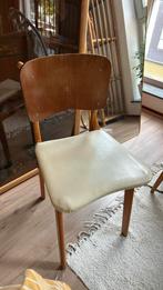 Deens design sky leer vintage retro teak hout stoel, Ophalen, Bruin, Leer, Zo goed als nieuw