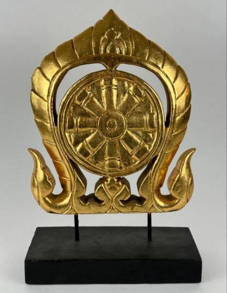 19e eeuw Antiek Thais houtsnijwerk tempelgrenssteen Thailand, Antiek en Kunst, Kunst | Niet-Westerse kunst, Ophalen of Verzenden