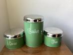 Resedagroene emaille Brabantia voorraadblikken bus blik, Verzamelen, Ophalen of Verzenden, Gebruikt, Overige, Overige merken
