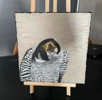 Schilderij slechtvalk taupe wit roofvogel, Ophalen of Verzenden, Minder dan 50 cm, Schilderij