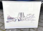 Aquarel tekening schilderij - Azië - Ingelijst - Gesigneerd, Ophalen of Verzenden