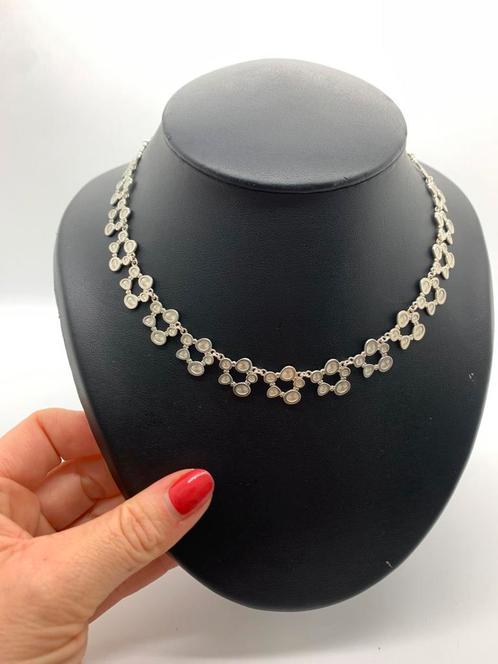 T713 Prachtige zilveren modernist ketting, Sieraden, Tassen en Uiterlijk, Antieke sieraden, Ketting, Zilver, Ophalen of Verzenden