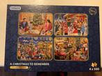 Puzzel “A christmas to remember” Gibsons 4x500 stukjes, Ophalen of Verzenden, 500 t/m 1500 stukjes, Zo goed als nieuw, Legpuzzel