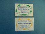 2 oude luciferetiketten Olivier Camping Cars in SASSENHEIM, Ophalen of Verzenden, Zo goed als nieuw, Luciferdoosjes of -merken