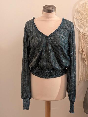 Glanzende blauwe blouse - Maat M/38, Cotton Club beschikbaar voor biedingen