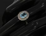 Art Deco diamanten topaas 18k gouden platina ring dames