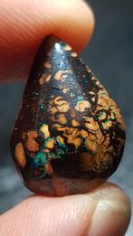 Boulder opaal druppel, dark base, felle kleuren., Ophalen of Verzenden, Zo goed als nieuw
