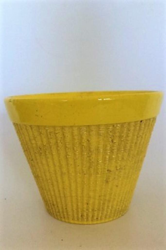 Bloempot geel ADCO 21162, Tuin en Terras, Bloempotten, Zo goed als nieuw, Aardewerk, Minder dan 40 cm, Minder dan 25 cm, Rond
