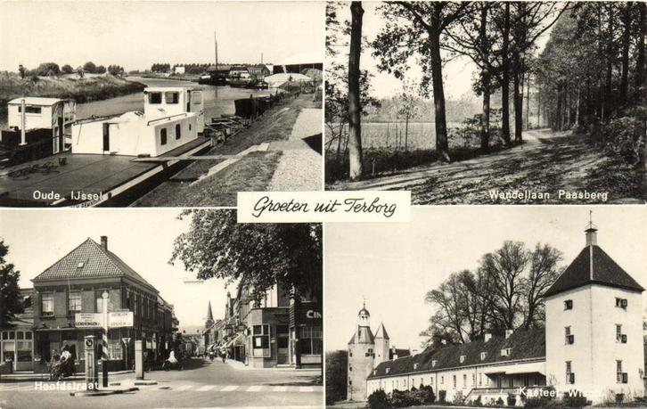 Groeten uit Terborg - 4 afb o.a. Oude IJssel Hoofdstraat - g, Verzamelen, Ansichtkaarten | Nederland, Gelopen, Zuid-Holland, Voor 1920