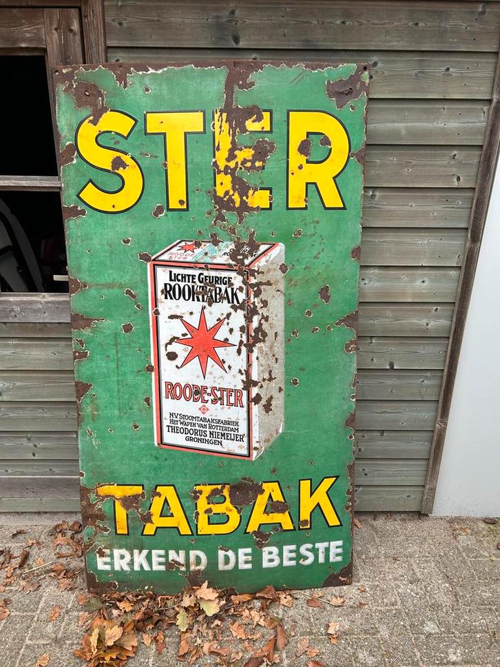 Oud Emaille Reclamebord - Ster Tabak, Verzamelen, Merken en Reclamevoorwerpen, Gebruikt, Reclamebord, Ophalen of Verzenden