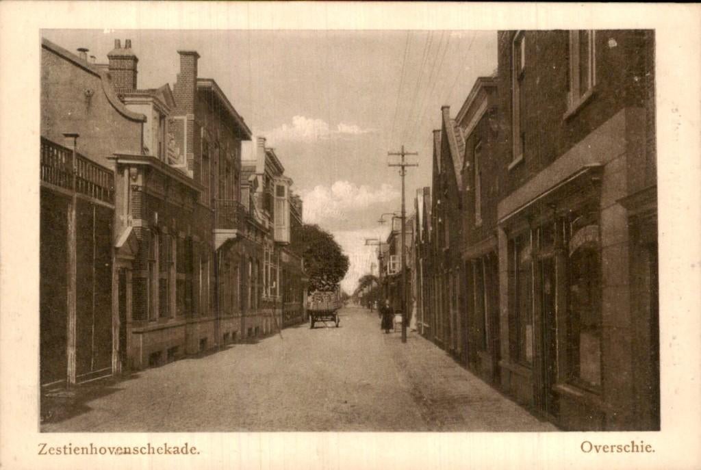 Overschie - Zestienhovenschekade - Straatbeeld, Ophalen of Verzenden, Voor 1920, Ongelopen, Zuid-Holland