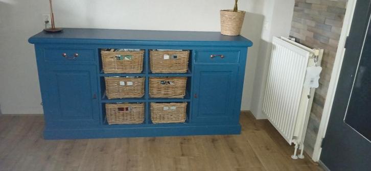 Blauw Dressoir - 190cm breed, Huis en Inrichting, Kasten | Dressoirs, Gebruikt, 150 tot 200 cm, 25 tot 50 cm, Ophalen of Verzenden