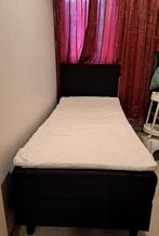 Een persoon boxspring met hoofdbord., Ophalen, Eenpersoons, Zwart, Overige typen