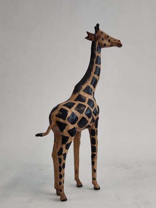Vintage lederen giraffe leren giraf, Antiek en Kunst, Kunst | Beelden en Houtsnijwerken, Ophalen of Verzenden