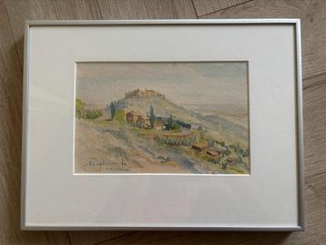 Jan ten Hoope, aquarel "Toscane" in lijst. Groninger Ploeg. beschikbaar voor biedingen