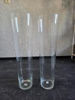 Twee 70 cm hoge decoratieve glazen vazen, zware kwaliteit, Ophalen, Overige kleuren, 50 tot 75 cm, Glas