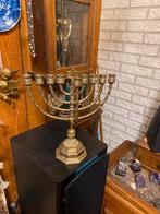 Chanoeka antieke zware 9 armige kandelaar,hoog 32 cm,br.28.5, Antiek en Kunst, Ophalen of Verzenden, Koper of Brons