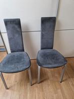 Grijze stoelen | Suede look stoelen 2x, Huis en Inrichting, Ophalen, Gebruikt, Grijs, Twee