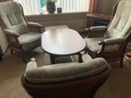 Complete Vintage Lage Zit Fauteuils met Tafel & Voetenbank, Gebruikt, Minder dan 75 cm, Ophalen of Verzenden, 50 tot 75 cm
