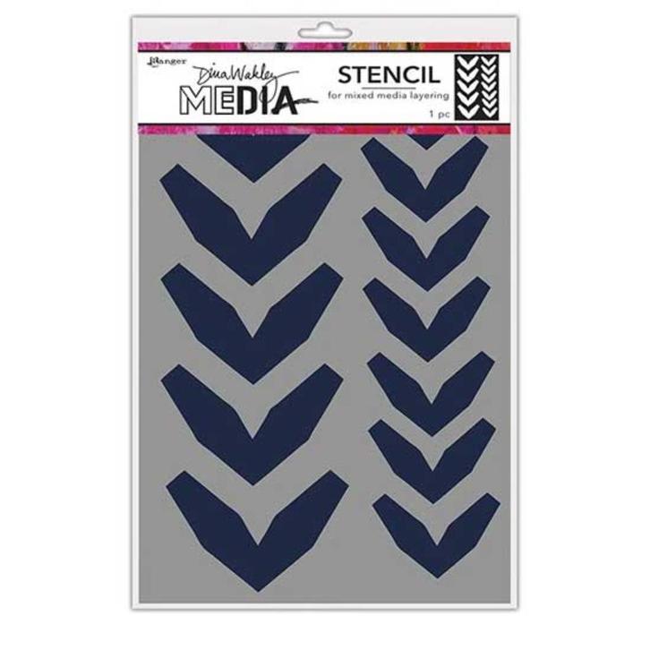 Ranger Dina Wakley Media Stencil Fractured Chevrons #68228, Hobby en Vrije tijd, Scrapbooking, Nieuw, Frame of Mal, Overige merken