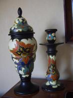 Plateel Regina Gouda decor Rosaria tabakspot en kandelaar, Ophalen of Verzenden