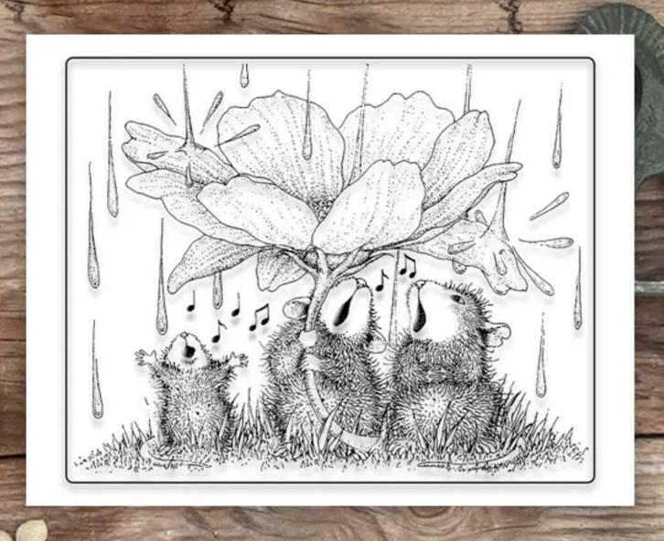 House mouse.   Clear Stamp - Zingende Muizen, Hobby en Vrije tijd, Stempelen, Nieuw, Clearstamp, Ophalen of Verzenden